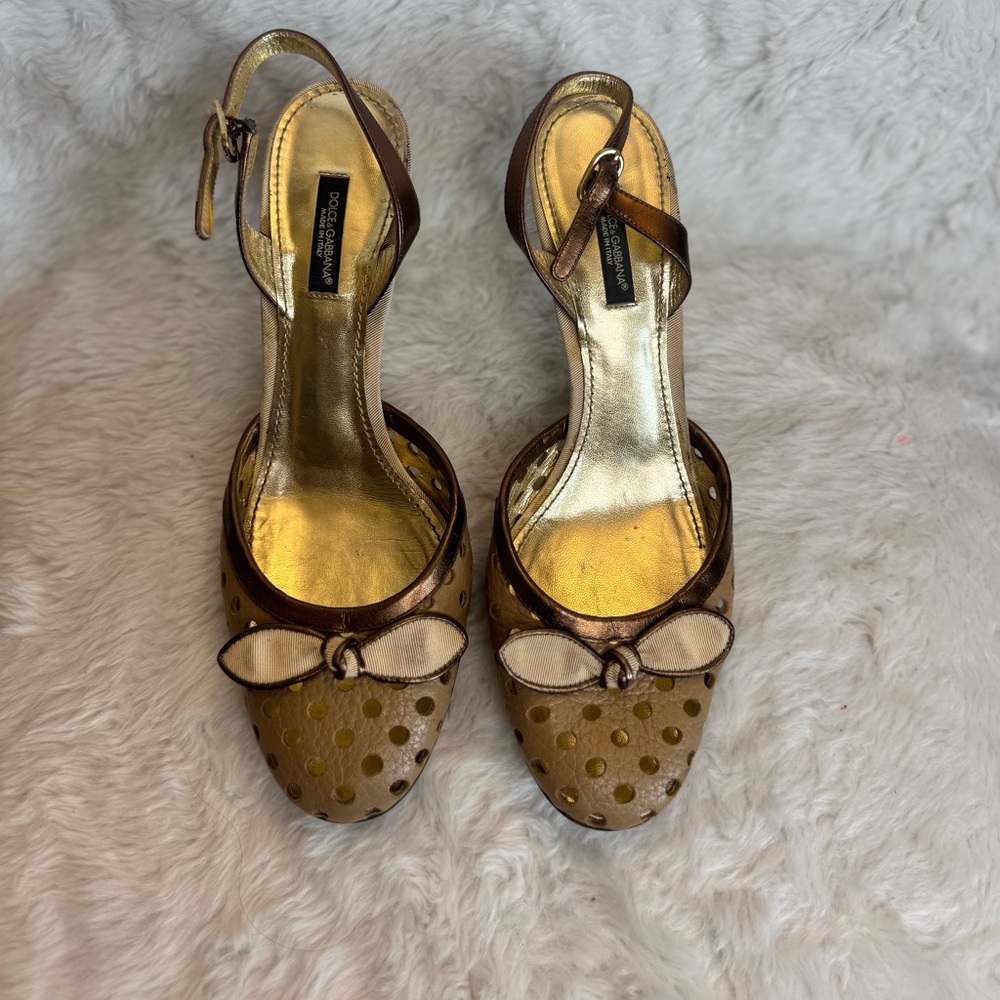 Dolce & Gabbana Brown Peep-Toe bow Heels y2k